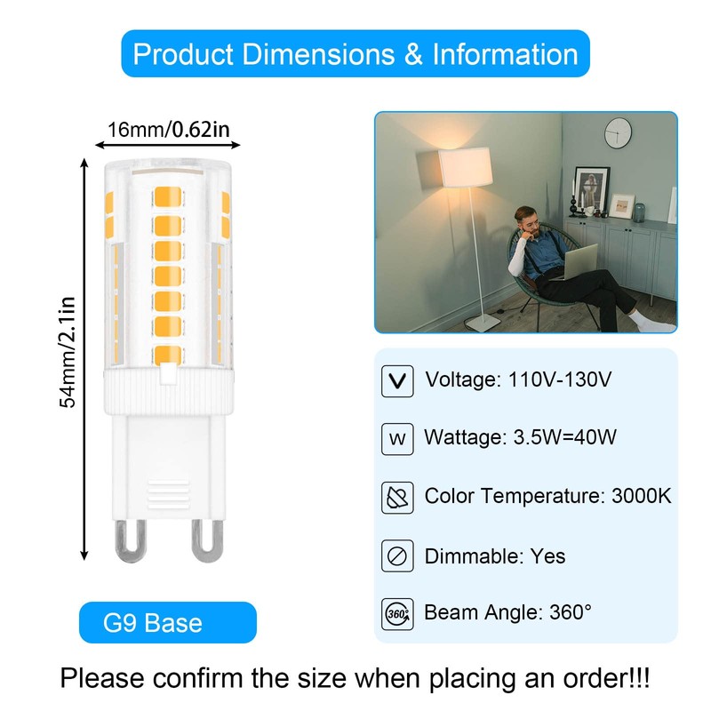 ZHENMING 3.5W G9 LED Bulb Dimmable 40W Halogen Equivalent, Warm