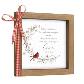 pechpell 6 Inch Cardinal Decor Sign, Wooden Sympathy Gifts for Loss of Loved One, Memorial Plaque Remembrance Bereavement Gift Table Desk Mantle Rustic Cardinal Decorations for Home