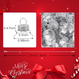 WBCBEC 100 Pieces Round Christmas Ornament Caps and Christmas Ornament Hangers String Set, Christmas Hangers Caps for Christmas Tree, Ceramic Glass Porcelain Christmas Ornaments DIY Decorations