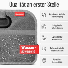 HELDENWERK Car Boot Bag Foldable – Reinforced & Stable – Boot Organiser Shopping Bag for Practical Storage – Non-Slip Car Folding Box, Boot Box (Grey)
