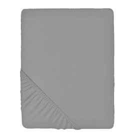 Silver Grey Double fitted sheet Non-iron, Soft, Plain 200TC polycotton bottom bed sheets for thick mattress