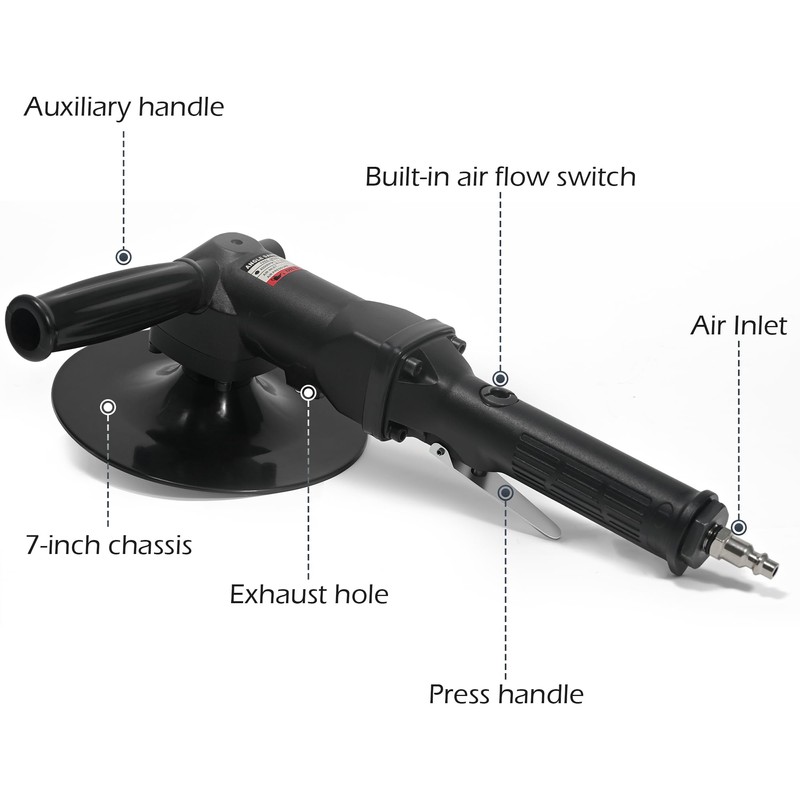 7 inch Air Sander, Heavy Duty Wet Sander, WQV Pneumatic