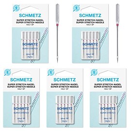 Schmetz 25 Sewing Machine Needles, HAx1 SP Super Stretch / Special Point for Overlock, Size 75/11