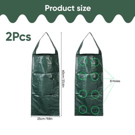 ZALAOR 2PCS Hanging Planter Grow Bags: Strawberry Planters Outdoor - Breathable Flower Grow Bags With 8 Holes - Ideal for Strawberry, Garden, Tomatoes, Flowers
