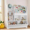 IRONCK Bookshelf and Toy Storage Organizer, Book Shelf for Room, Book Shelf for Classroom, Multifunctional Bookcase for Playroom, White
