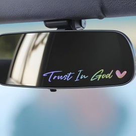 HJZHII 3X Trust in God Rear View Mirror Sticker, Rearview Mirror Decal with Heart Car Window Decals Self Affirmations Car Mirror Stickers for Women Water Bottle Laptop Accessories Gifts(Silver)