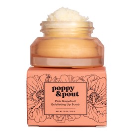 Poppy & Pout 100% Natural Lip Scrub, Exfoliating Lip Treatment, In Hand-filled Recyclable Glass Jars, Cruelty Free (Pink Grapefruit)