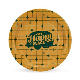 Camco Life is Better at the Campsite Paper Plates | 7-Inch | Yellow Grid | 25-Count (53493)