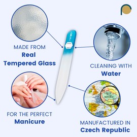 REMOS Nail File Genuine Tempered Glass with Double-Sided Grinding Surface 8cm (Blue)