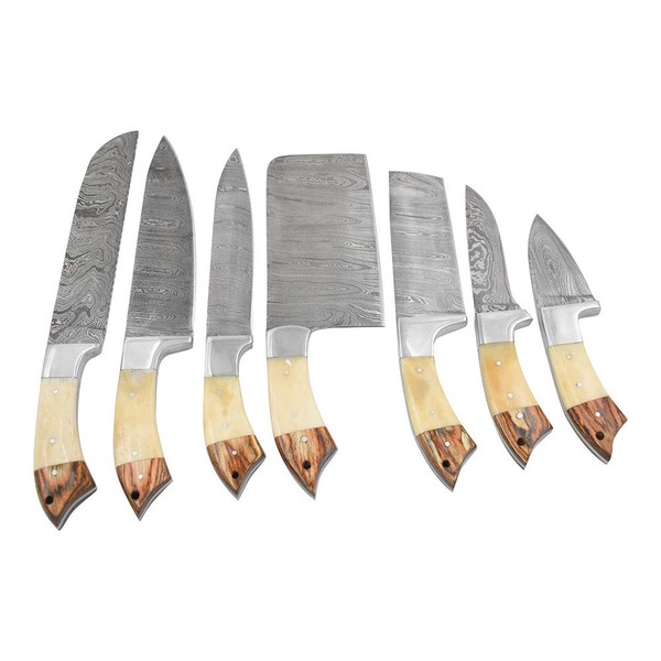 Wild Turkey Handmade Damascus 8 piece Kitchen Chef Knife Gaming