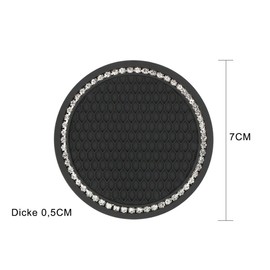 Voarge Pack of 2 Car Drink Holder Coasters, Universal Car Drink Holder Insert, Non-Slip Car Coasters for Coffee Cups, Black (Black with Diamonds)