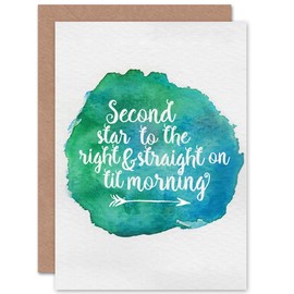 Quote Typography Peter Pan Star Watercolour Inspiration Cp Sealed Greeting Card Plus Envelope Blank inside