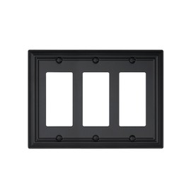 ZILLSEA 1-Pack Black Triple Decorator Outlet Covers, 3 Gang Wall Plates for Receptacle, GFCI Outlet, Dimmer Switch, Durable Metal, 6.77''*4.88'', Midsize