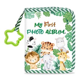 Baby's My First Family Album Soft Photo Cloth Book Jungle Animal My First Book of Photos Baby Memory Album Gift Holds 4x6 Pictures for Babies Newborn Toddler & Kids Baby Shower