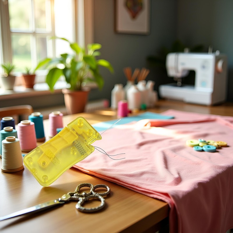 2Pcs Yellow Easy Threading Needle Threader,Automatic Needle Quick Threading Aid