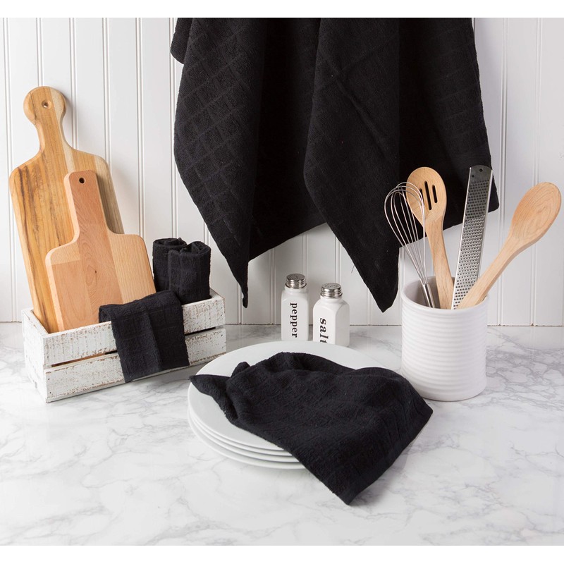 DII Cotton Terry Windowpane Dish Towels, 16 x 26 Set