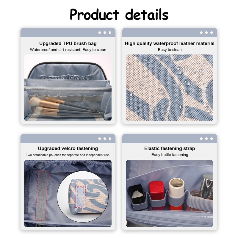 BOYATU Travel Makeup Bag for Women: Large Capacity 3-Piece Cosmetic