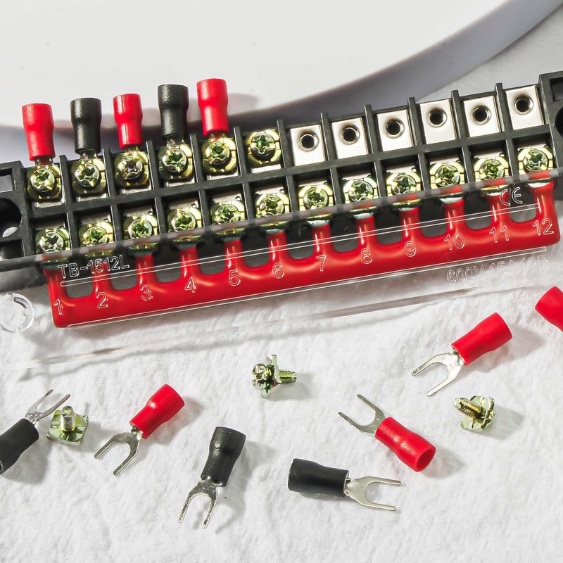 4sets 12 Position Electrical Terminal Block Strips，Dual Row Screw Terminals