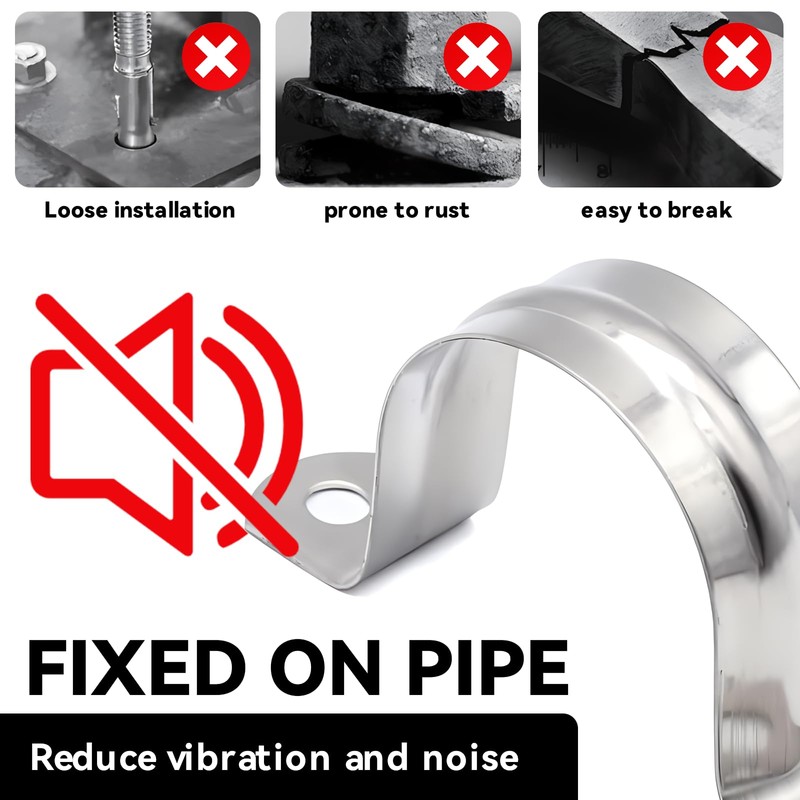 Wohlstand 50 pieces stainless steel pipe clamp, U-shaped pipe clamp,