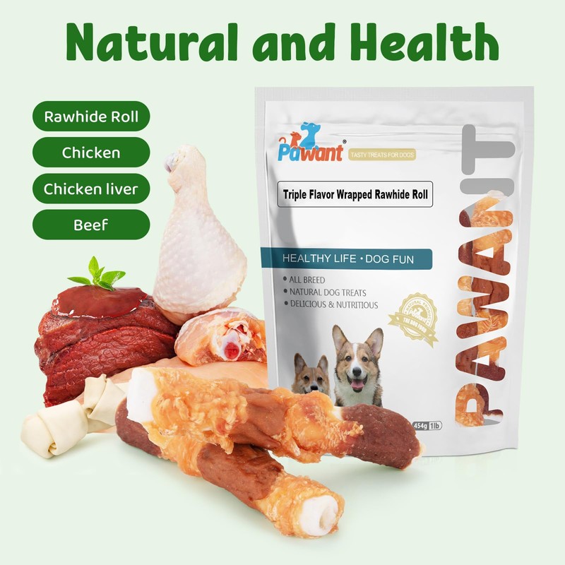 Pawant Dog Treats Triple Flavor Rolls - Chicken Liver, Beef,
