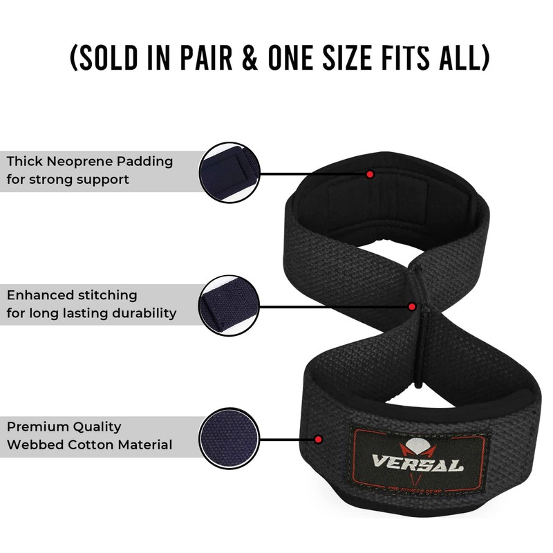 VERSAL Weight Lifting Straps Figure 8 Lifting Straps Neoprene Padded