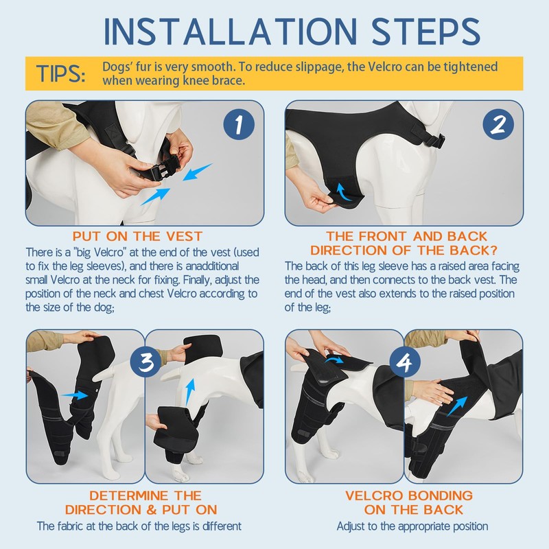 Dog Knee Brace for Back Leg, Adjustable Hip Support for