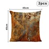 Set of 2 Double Sided Gold Brown Rust Metal Cushion