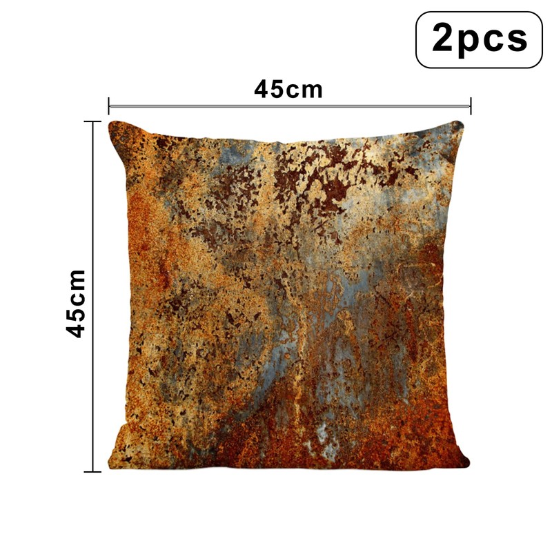Set of 2 Double Sided Gold Brown Rust Metal Cushion