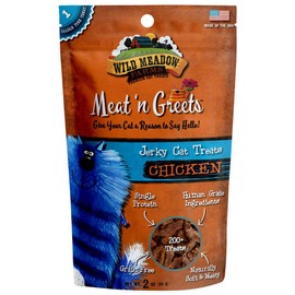 Wild Meadow Farms - Cat Treats - Meat 'N Greets - Soft Jerky Treats with Real Meat, High Protein, Grain-Free, Perfect for Training & Rewarding, All Natural Snacks for Cats - Chicken Flavor
