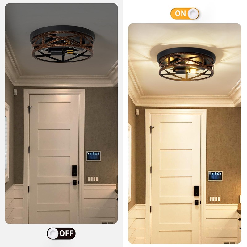 ZHU YAN Farmhouse Flush Mount Ceiling Light,3-Light Ceiling Light Fixture