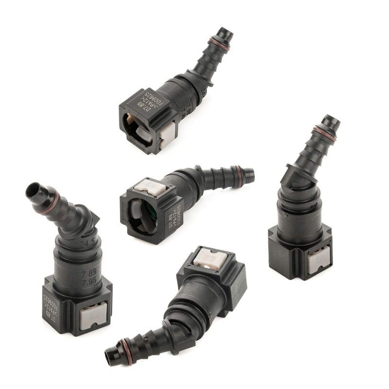 5x LST fuel line connector, quick coupling, 7.89-7.95 mm, 45°