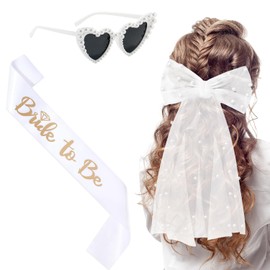 ARWIG 3 Pcs Bride to be Decorations | hen Party Accessories | hen do Veil | Bride to be Sash | Bride Sunglasses | hen do Accessories for Team Bride | hen do Decorations