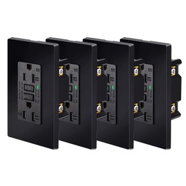 Black GFCI Outlet 20 Amp,NineLeaf 4Pack Gfi Electrical Outlet 20 Amp Black,Weather Resistant Ground Fault Circuit Interrupters,Screwless Wall Plate Included, Indoor/Outdoor,Residential Grade,ETL List