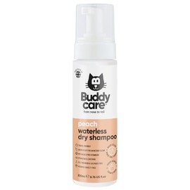 Buddycare Trockenshampoo ohne Ausspülen, pfirsichfarben, Tiefenreinigungsshampoo für Katzen | Frischer Duft | mit Aloe Vera und Pro-Vitamin B5 (200 ml)