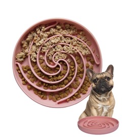 Bifeaw Dog Puzzle Bowl - Silicone Slow Feeder Dog Bowls for Healthy Eating - Puppy Slow Feeder Non-Slip Design Dishwasher Microwave Safe (Powder Pink)