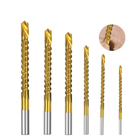 Yuentoen Sawtooth Drill Bit Set of 6 Titanium Coated HSS Milling Drill Bit Set, 3-8 mm Milling Drill Bit Set for Drilling and Reaming for Drilling Holes and Cutting