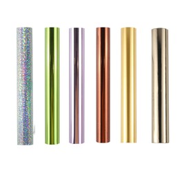 6PCS Glimmer Hot Foil, Metallic Variety Beautiful diamond color, 7.6x197inch eters Fiver Rollers Hot Stamping Foil,Foil by Laser Printer and Laminator Toner Reactive Foil for Scrapbooking Paper Crafts