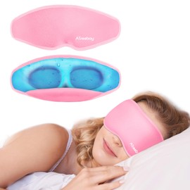 3D Gel Cooling Eye Mask, Weighted Eye mask for Sleeping, 3D Contoured Cup No Pressure Night Blindfold Sleep Mask, Ice Cold Pack Eyes Cold Compress for Puffy Eyes, Dark Circle, Pink (Pink)