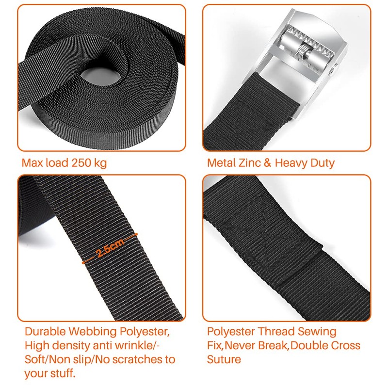 Hodzeed 10 Pack Tightening Luggage Ratchet Straps with Claw Buckle