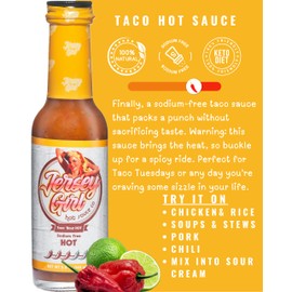 Jersey Girl Taco 'Bout Hot Sauce - No Added Salt, Naturally Sodium Free, Gluten Free, Keto Friendly, Ghost, Jalapeno & Habanero Pepper Sauce - 5oz