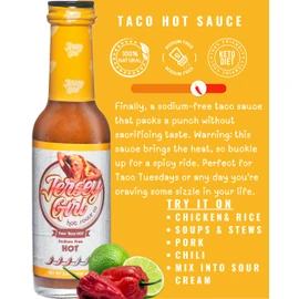 Jersey Girl Taco 'Bout Hot Sauce - No Added Salt, Naturally Sodium Free, Gluten Free, Keto Friendly, Ghost, Jalapeno & Habanero Pepper Sauce - 5oz