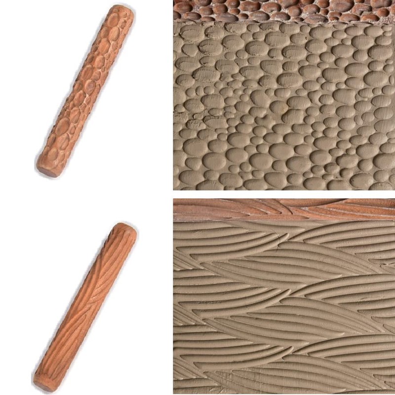 Kafei 5 Pieces Potter Tools Hand Rolls for Clay Stamp