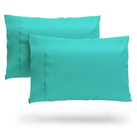 Cosy House Collection 100% Rayon Derived from Bamboo Pillowcase Set - Cooling, Breathable, Silky Soft 2-Piece Envelope Closure Pillow Case Cover Set (Standard/Queen, Turquoise)