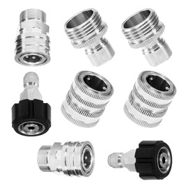 Pressure Washer Adapter Kit Stainless Steel Quick Connect Set M22 14mm to 3/8 Inch Quick Disconnect Kit Metal 8pcs