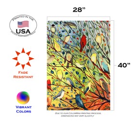 Toland Home Garden Tree Birds House Flag (House-Large-28x40", Blue/Green/Yellow/Orange)