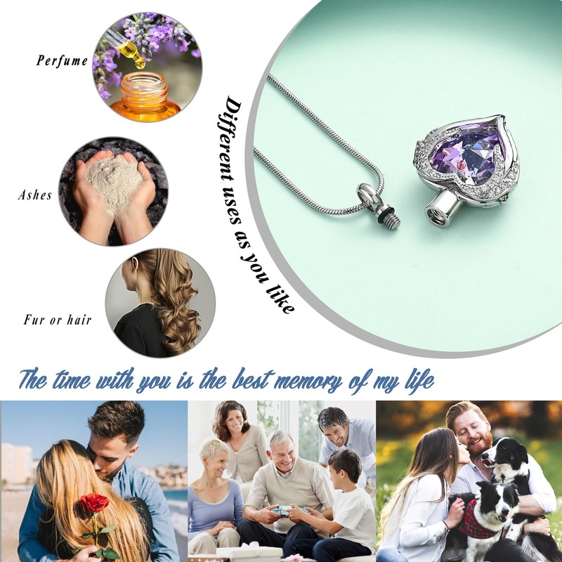 VCCWYQK Angel Wings Heart Urn Necklace for Men Women Stainless