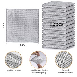 12Pcs Multifunctional Non-Scratch Wire Dishcloth Multipurpose Wire Dishwashing Rags for Wet and Dry Wire Mesh Cleaning Cloth Steel Wool Scrubber Cleaning Sponges Pads Kitchen Wipes Cleaning Cloths