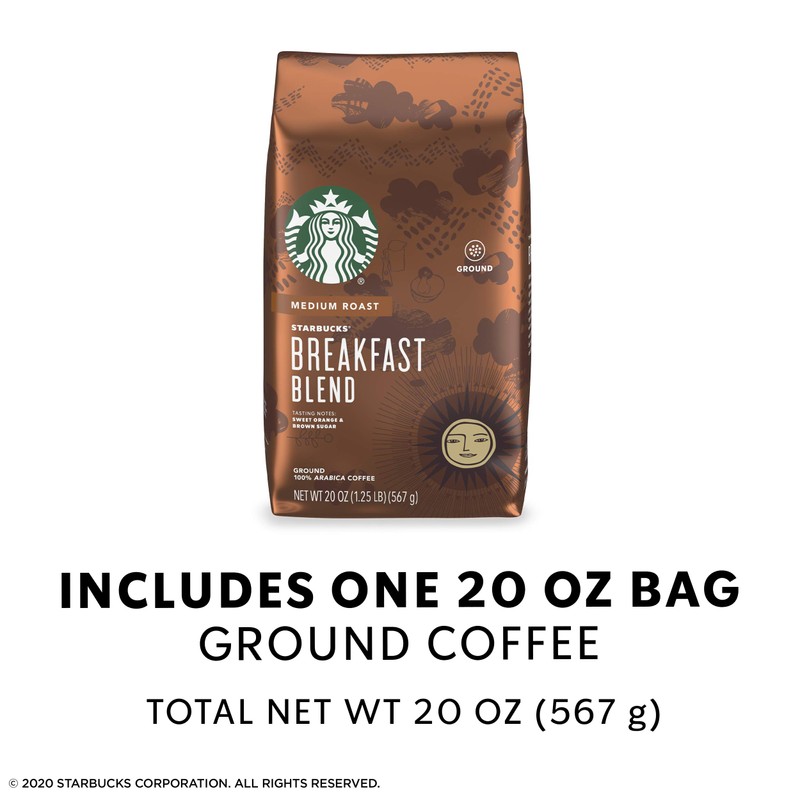 Starbucks Medium Roast Ground Coffee — Breakfast Blend — 100%