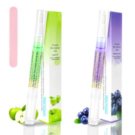 2PCS Cuticle Oil Pen for Nails,Nail Oil Pen for Nail Care,Cuticle Oil for Nails with Nail File,Nail Oil Cuticle Prevent Dry Cracking and Hangnails,Deep Nourishment(Blueberry & Apple Flavor)