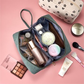 Jiliyote Toiletry Bag Women's Corduroy Toiletry Bag Travel Cosmetic Bag Women's Corduroy Makeup Bag Women's Wash Bag Cord Cosmetic Bag for Girls Travel Women